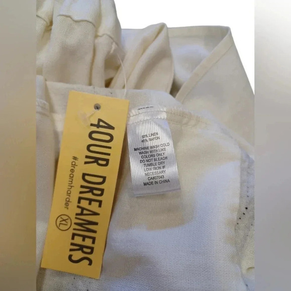 4our Dreamers NWT Midi Linen blend Cream  and Black Skirt Size XL - Picture 7 of 7